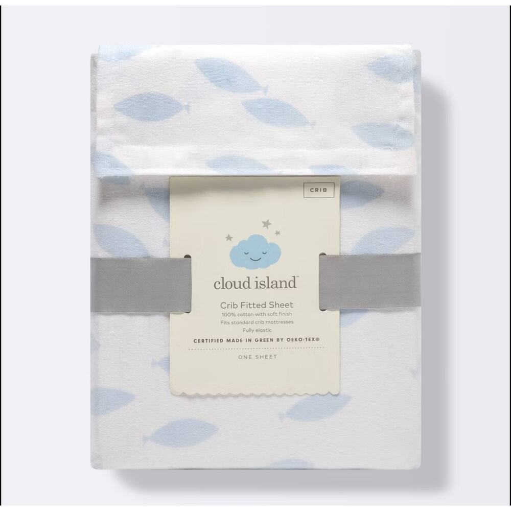 Cloud Island School of Fish 100% Cotton Fitted Crib Sheet New